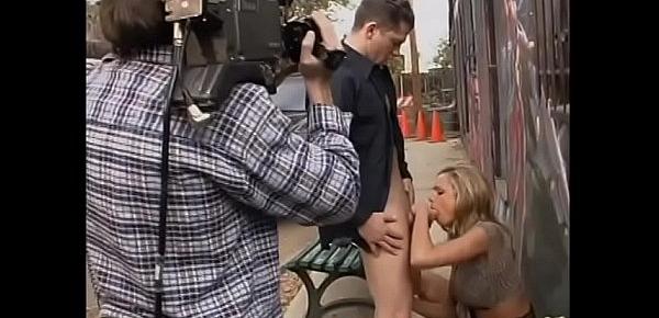  Crooked cop likes when street whores like busty blonde floozie Briana Banks pay him with a furry cheque book